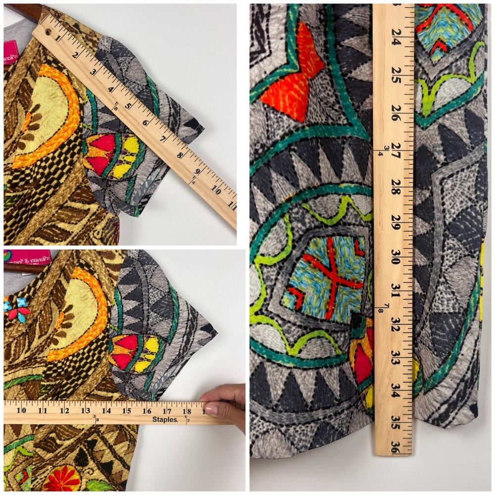 Hemant & Nandita Embroidered SZ 2 Peplum Dress Boho Artsy Multicolor - Picture 10 of 13